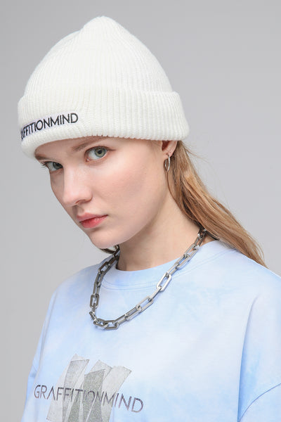 GRAFFITIONMIND Embroidered Beanie / WHITE