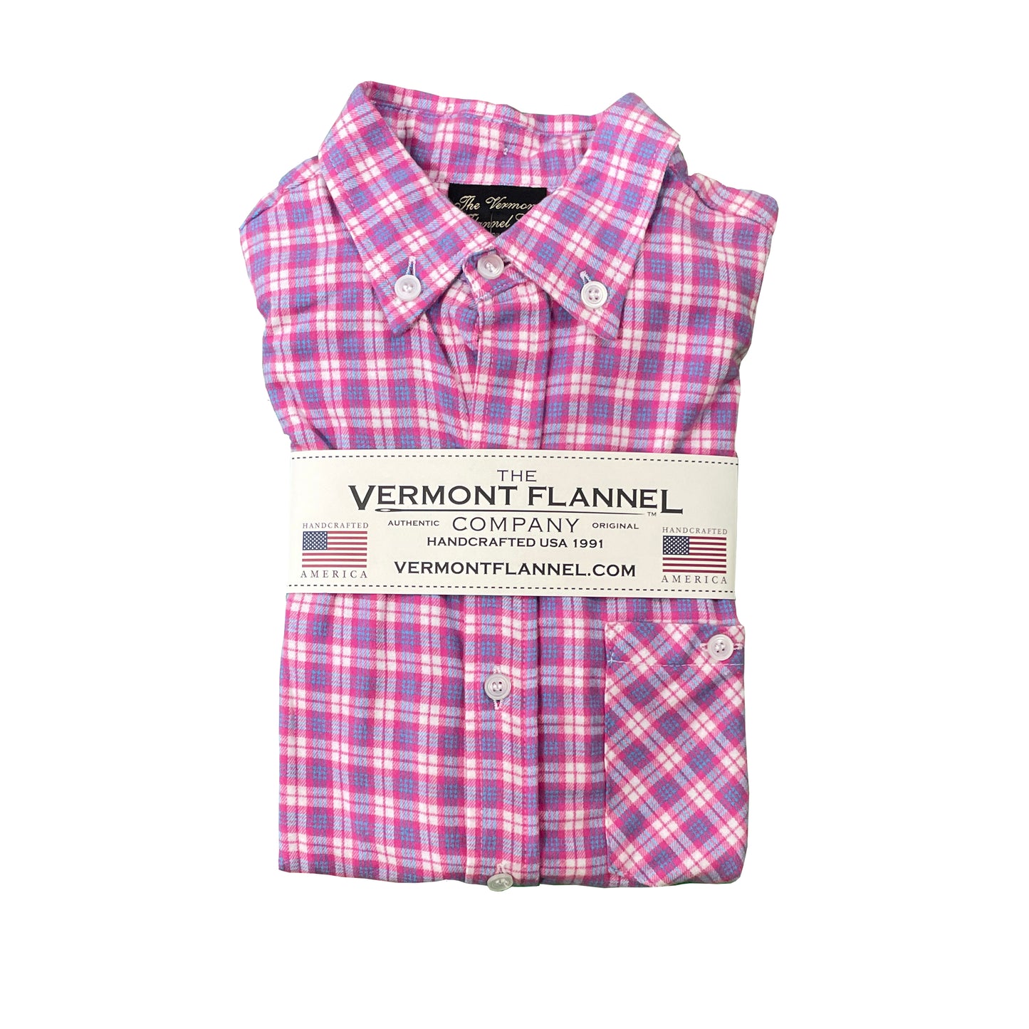 VINYL7 RECORDS VERMONT FLANNEL Fitted Short Sleeve Shirt / Pink