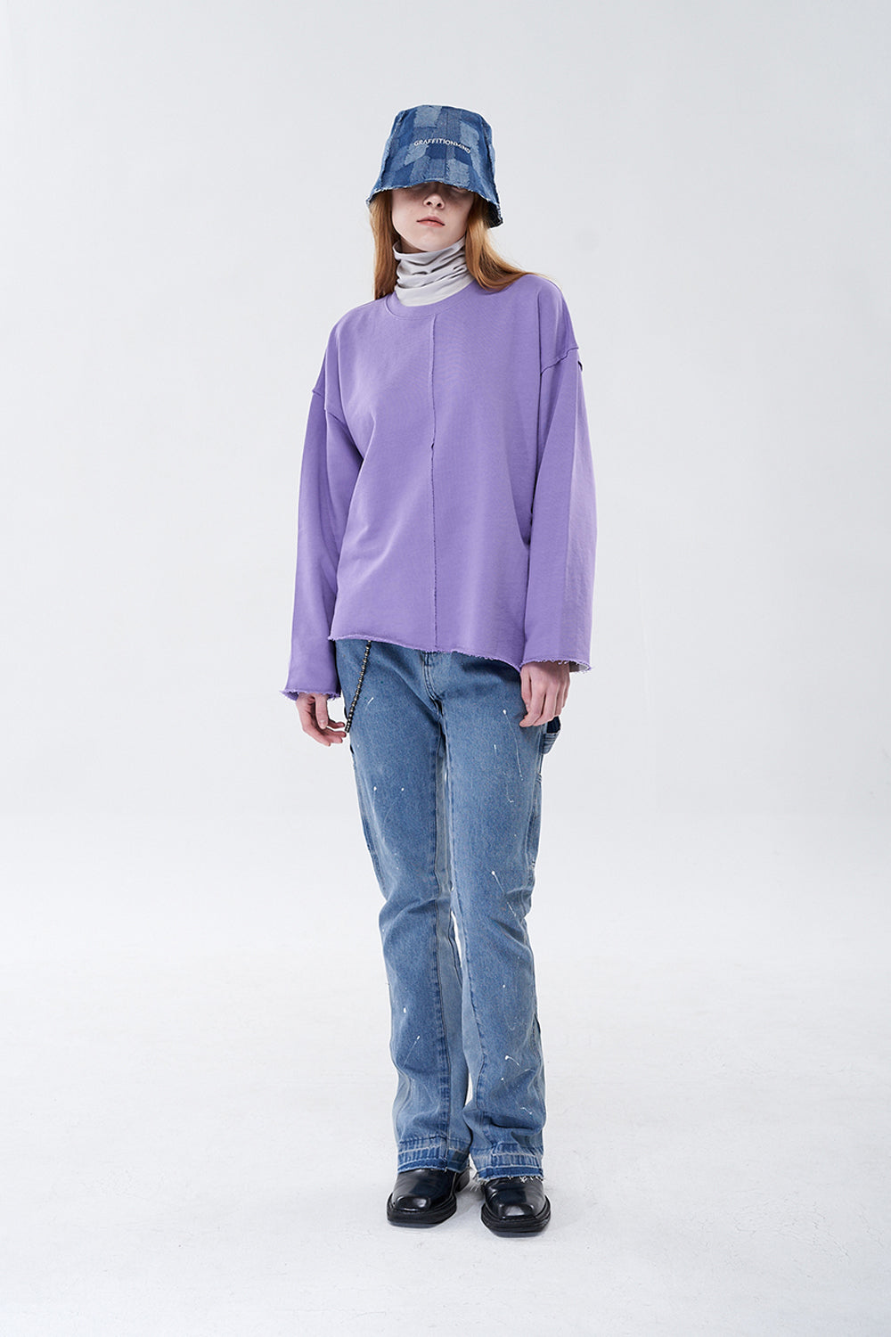 GRAFFITIONMIND  Incision Long Sleeve Tee / PURPLE